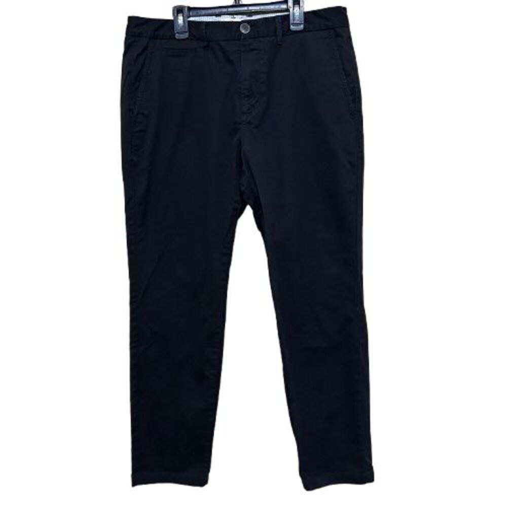 Perk Chino Pants Mens 35x30 Black Slim Fit Stretch Twill Flat Front Slash Pocket